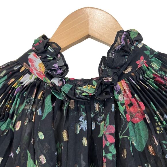 Amur Yael A line Dress In Black Floating Floral Size 2 - Picture 15 of 16